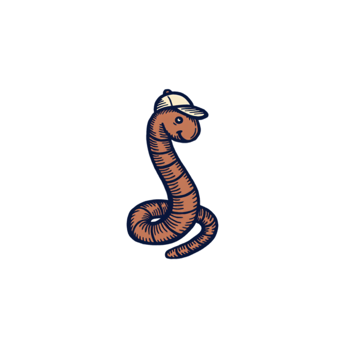 Lucky Worms — illustrated worm wearing a cap