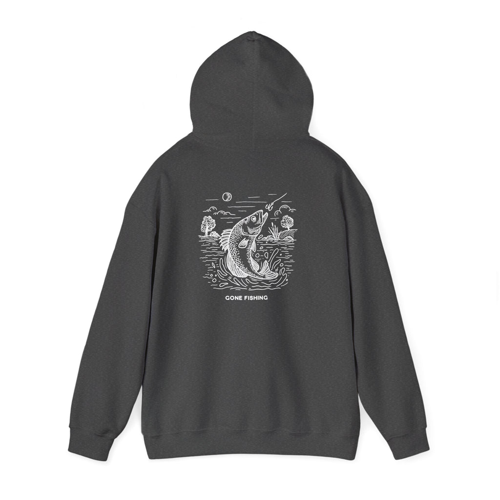 Fishing Graphic Hoodie — 'Gone Fishing' Trout Illustration Pullover