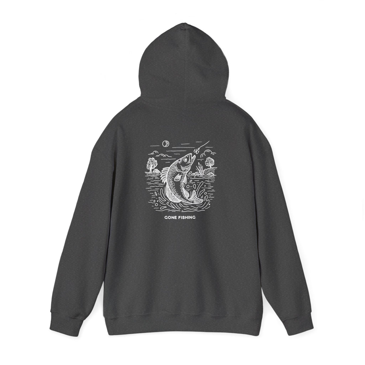 Fishing Graphic Hoodie — 'Gone Fishing' Trout Illustration Pullover