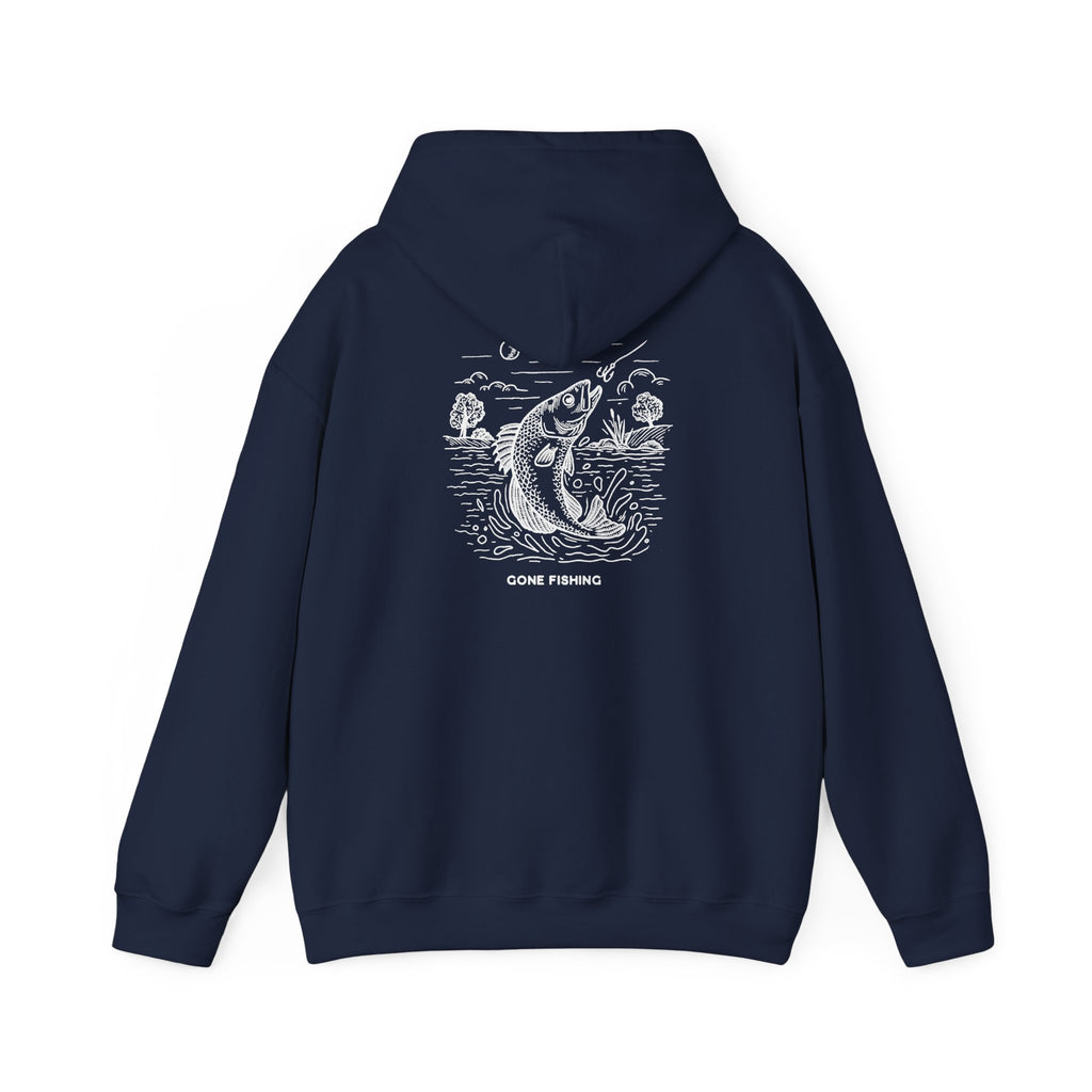 Fishing Graphic Hoodie — 'Gone Fishing' Trout Illustration Pullover