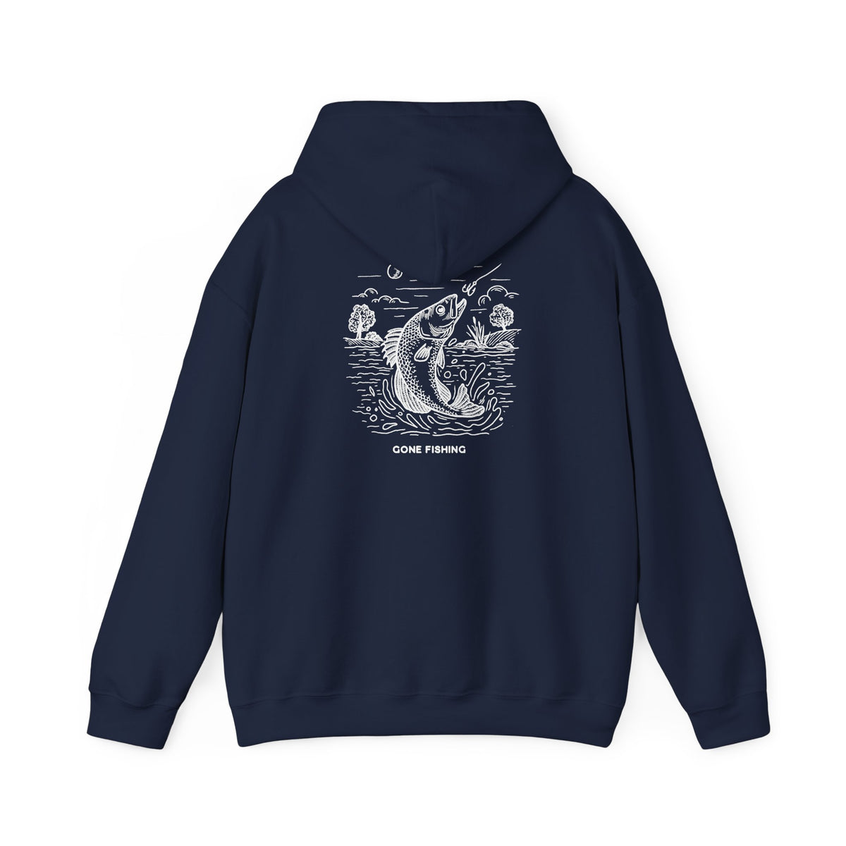 Fishing Graphic Hoodie — 'Gone Fishing' Trout Illustration Pullover