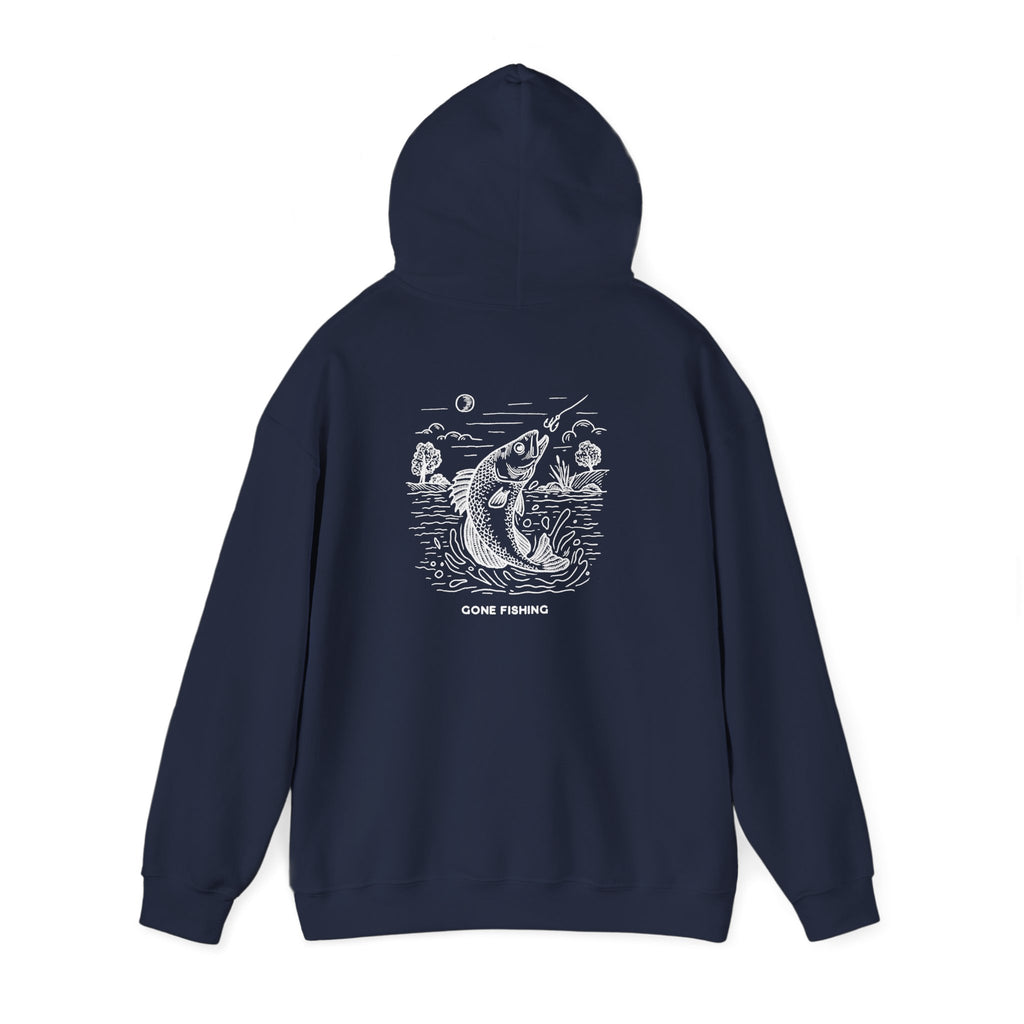 Fishing Graphic Hoodie — 'Gone Fishing' Trout Illustration Pullover