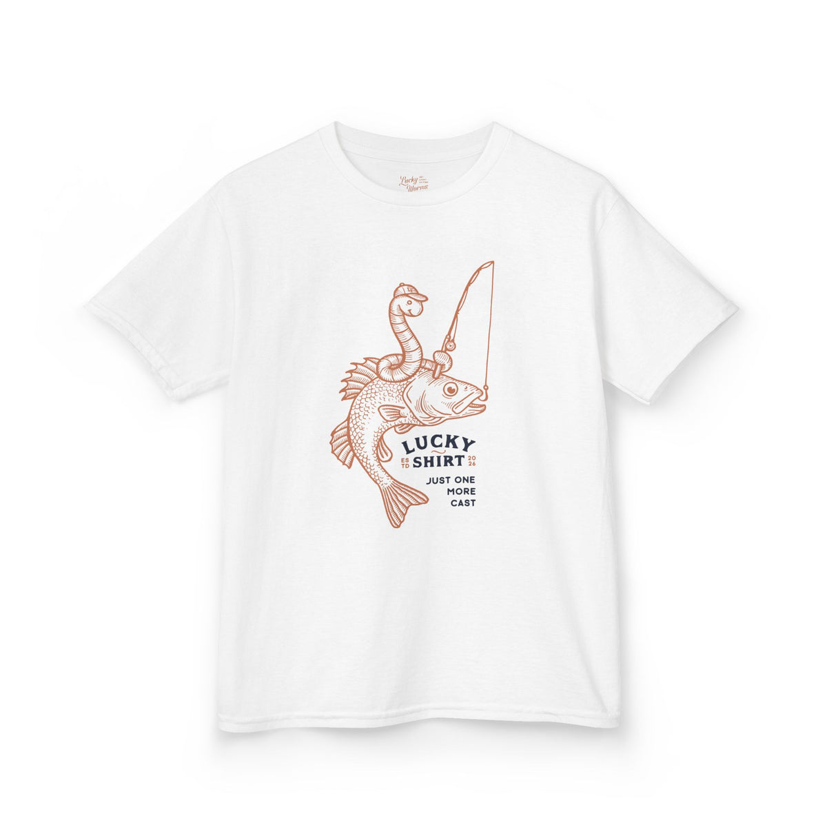 Kids T‑Shirt — "Lucky Shirt: Just One More Cast" Fishing Dino Graphic