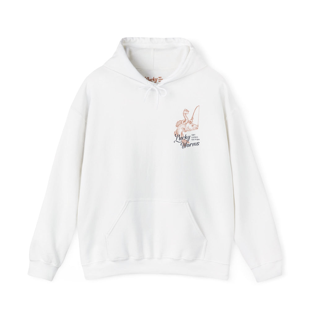 Lucky Hoodie — "Work Less, Fish More" Fishing Graphic Hoodie