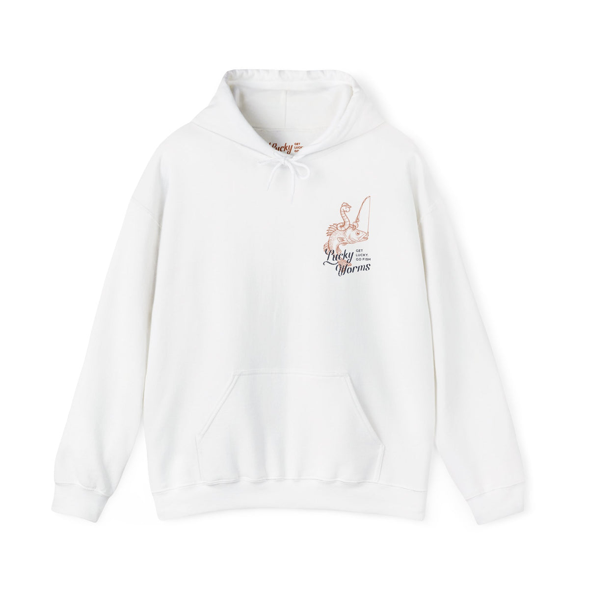 Lucky Hoodie — "Work Less, Fish More" Fishing Graphic Hoodie