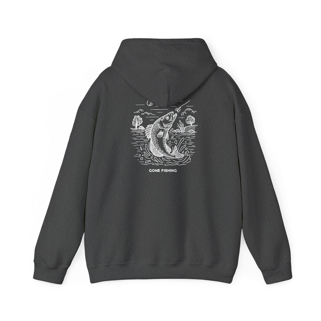 Fishing Graphic Hoodie — 'Gone Fishing' Trout Illustration Pullover