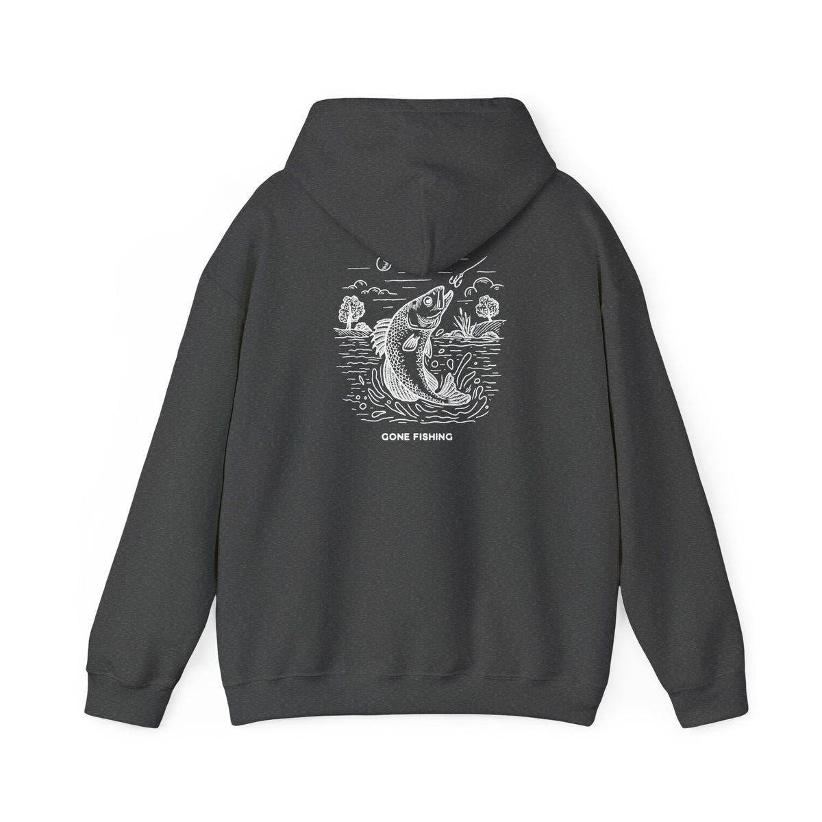 Fishing Graphic Hoodie — 'Gone Fishing' Trout Illustration Pullover