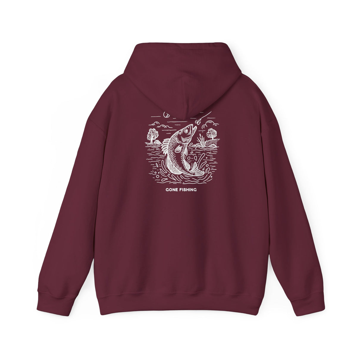 Fishing Graphic Hoodie — 'Gone Fishing' Trout Illustration Pullover